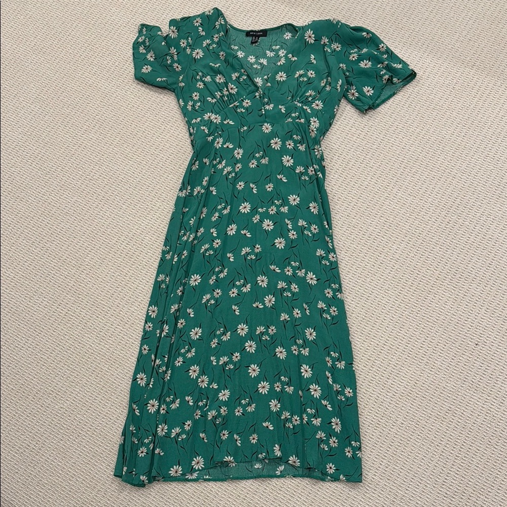 New Look Teal Floral Midi Dress